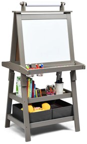 Cavalete de arte infantil dupla face com rolo de papel - natural