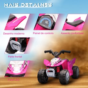 Moto 4 Elétrica HONDA para Crianças de 18-36 Meses Quadriciclo Elétrico Infantil a Bateria 6V com Faróis LED Buzina Velocidade de 2,8km/h e Avance 65,
