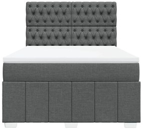 Cama com molas/colchão 140x190 cm tecido cinzento-escuro