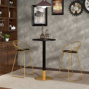 Mesa de bar redonda 60 x 60 x 102 cm (BANCOS NÃO INCLUIDOS), mesa de bistrô, mesa de cozinha de estilo contemporâneo, estrutura em aço, preta