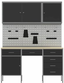 Conjunto de Armário de Trabalho e Painel de Ferramentas vidaXL com 8 P