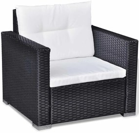 6 pcs conjunto lounge de jardim c/ almofadões vime PE preto