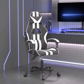 vidaXL Cadeira gaming couro artificial preto e branco