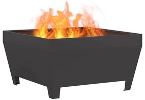 Fogo Fossa Quadrada Preta 80x80x43 cm em Aço da vidaXL
