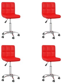 3087543 vidaXL Cadeiras de jantar giratórias 4 pcs couro artificial vermelho