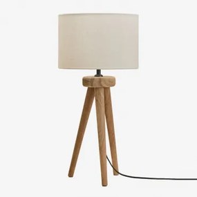 Luminária De Mesa Em Madeira De Manga Simona Madeira De Manga & Branco-escuro Ø30 Cm - ↑25 Cm Arlina - Sklum