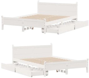 Cama sem colchão 120x200 cm madeira de pinho maciça branco