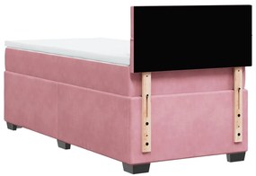 Cama com molas/colchão 100x200 cm veludo rosa