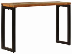Mesa consola 120x35x76 cm madeira recuperada maciça e aço