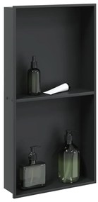 vidaXL Nicho parede p/ duche 32x62x9 cm aço inoxidável preto mate