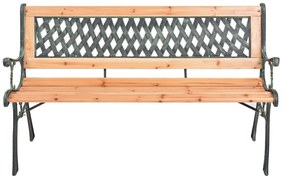 Banco de jardim 116 cm ferro fundido e madeira de abeto maciça