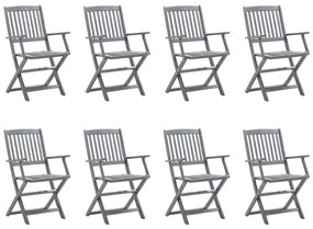 vidaXL Cadeiras de exterior dobráveis 8pcs c/ almofadões acácia maciça