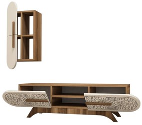 Móvel TV Defne – Nogueira e Creme – 145x37x35 cm