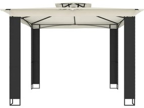 Gazebo com telhado duplo 2,94x2,94 m aço creme