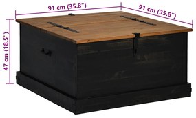 Caixa de arrumação HALDEN 91x91x47 cm pinho maciço preto