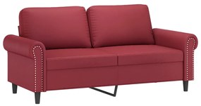 Sofá 2 lugares +almofadas 140cm couro artificial vermelho tinto