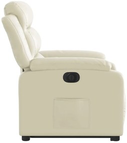 Poltrona reclinável elevatória elétrica couro artificial creme
