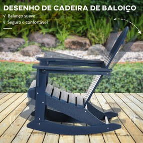 Outsunny Cadeira Adirondack Baloiço de Jardim Baloiço para Exterior Estilo Adirondack de HDPE para Varanda Pátio Carga Máxima 120kg 73,5x93x91,5cm Azul Escuro