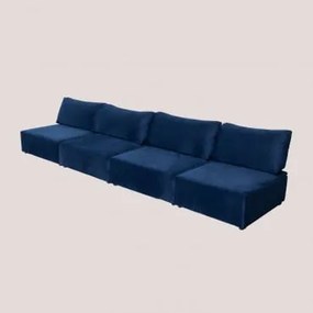 Sofá Modular de 4 Peças em Veludo Kata Azul - Sklum