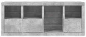 Aparador com luzes LED 164x37x67 cm cinzento cimento