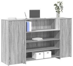 vidaXL Balcão recepção 180x50x103,5 cm madeira cinzento sonoma