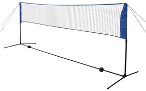 Conjunto rede de badminton com volantes 300 x 155 cm