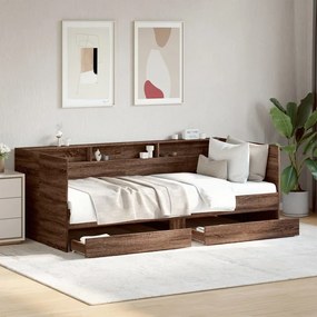 vidaXL Sofá-cama com gavetas sem colchão 90x200 cm carvalho castanho