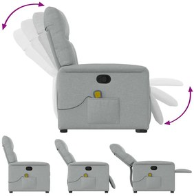 Poltrona de massagens reclinável tecido cinzento-claro