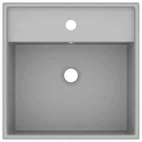Lavatório luxuoso quadrado 41x41 cm cerâmica cinza-claro mate
