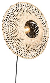 Candeeiro de parede oriental rattan 35 cm com ficha - Rina Oriental