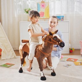 Cavalo de Brinquedo para Crianças acima de 3 Anos com Sons Realistas 85x28x60 cm Castanho