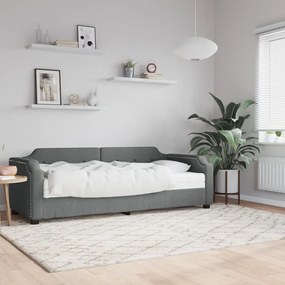3197622 vidaXL Sofá-cama com colchão 100x200 cm tecido cinzento-escuro