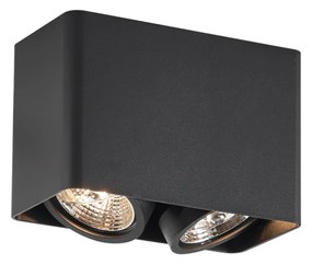 Foco de superfície de design preto GU10 70mm 2-luzes giratório e inclinável - Vox Design