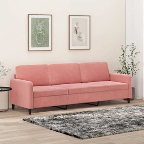 vidaXL Sofá de 3 lugares 210 cm veludo rosa
