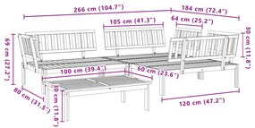 4 pcs conjunto de móveis de paletes p/ jardim acácia maciça