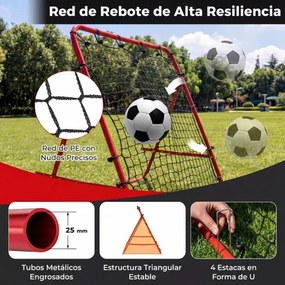 Rede dobrável ajustável para futebol ideal para treinar remates e passes – Equipamento desportivo para balizas de exterior – Vermelha