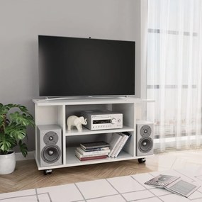 vidaXL Móvel de TV com rodas 80x40x45cm deriv.madeira branco brilhante