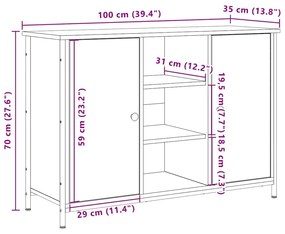 Buffet VidaXL de Madeira Antiga 100x35x70 cm em Madeira Ingeneriada e