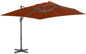 Guarda-sol de jardim cantilever c/ poste de alumínio terracotta