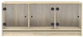 Móvel de TV c/ portas de vidro 102x37x42 cm carvalho sonoma