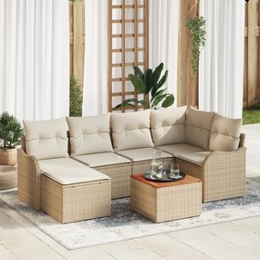 Conjunto de Sofá para Jardim de 7 Peças com Almofadas Bege Rattan Sint