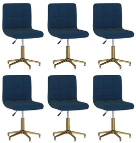 vidaXL Cadeiras de jantar giratórias 6 pcs veludo azul