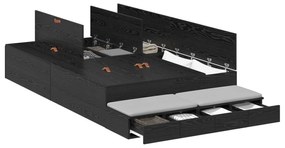 Cama de Armazenamento Preto Carvalho 120x190 cm