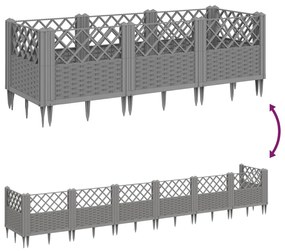 Vaso/floreira jardim c/ estacas 123,5x43,5x43,5 cm cinza-claro