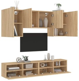 vidaXL 5 pcs móveis de parede p/ TV derivados madeira carvalho sonoma