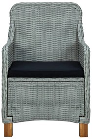 9 pcs conj. jantar exterior + almofadões vime PE cinzento-claro