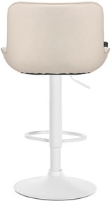 Banco alto em couro sintético com estrutura branca 85-106 x 49 x 51 cm cor creme
