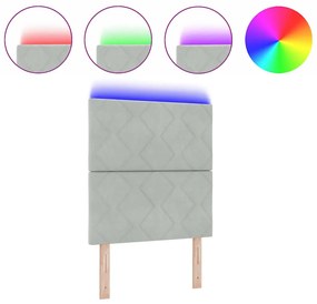 Cabeceira LED Blocos de Diamante Cinza Claro 80 cm de Veludo