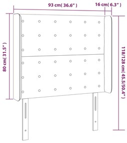 Cabeceira de cama c/ abas tecido 93x16x118/128 cm preto