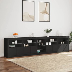 Aparador com luzes LED 283x37x67 cm preto